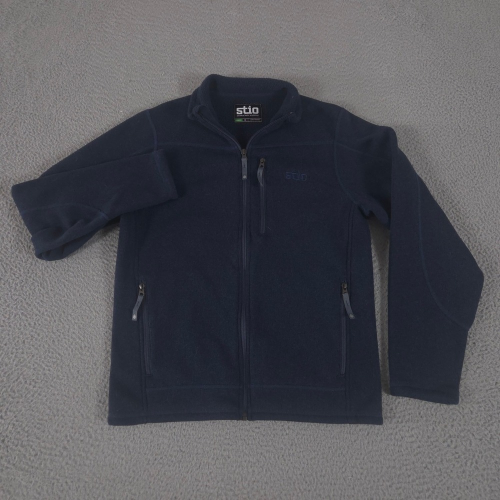 Stio Jacket Mens Medium Navy Wilcox Fleece Recycled Polyester Full Zip Pockets